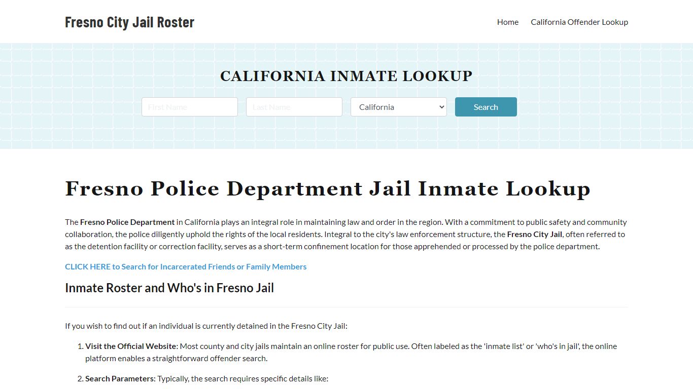 Fresno Police Department & City Jail, CA Inmate Roster, Arrests, Mugshots